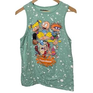 NICKELODEON Rugrats Women's Small Mint Green With Graphic Print Tank Top-413